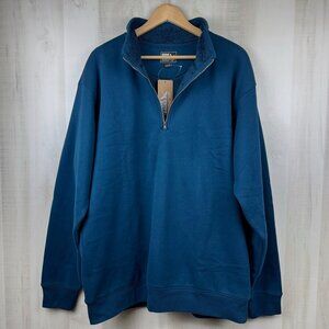 NWT Eddie Bauer Teal Fleece Lined 1/4 Zip Pullover Sweatshirt Size Large